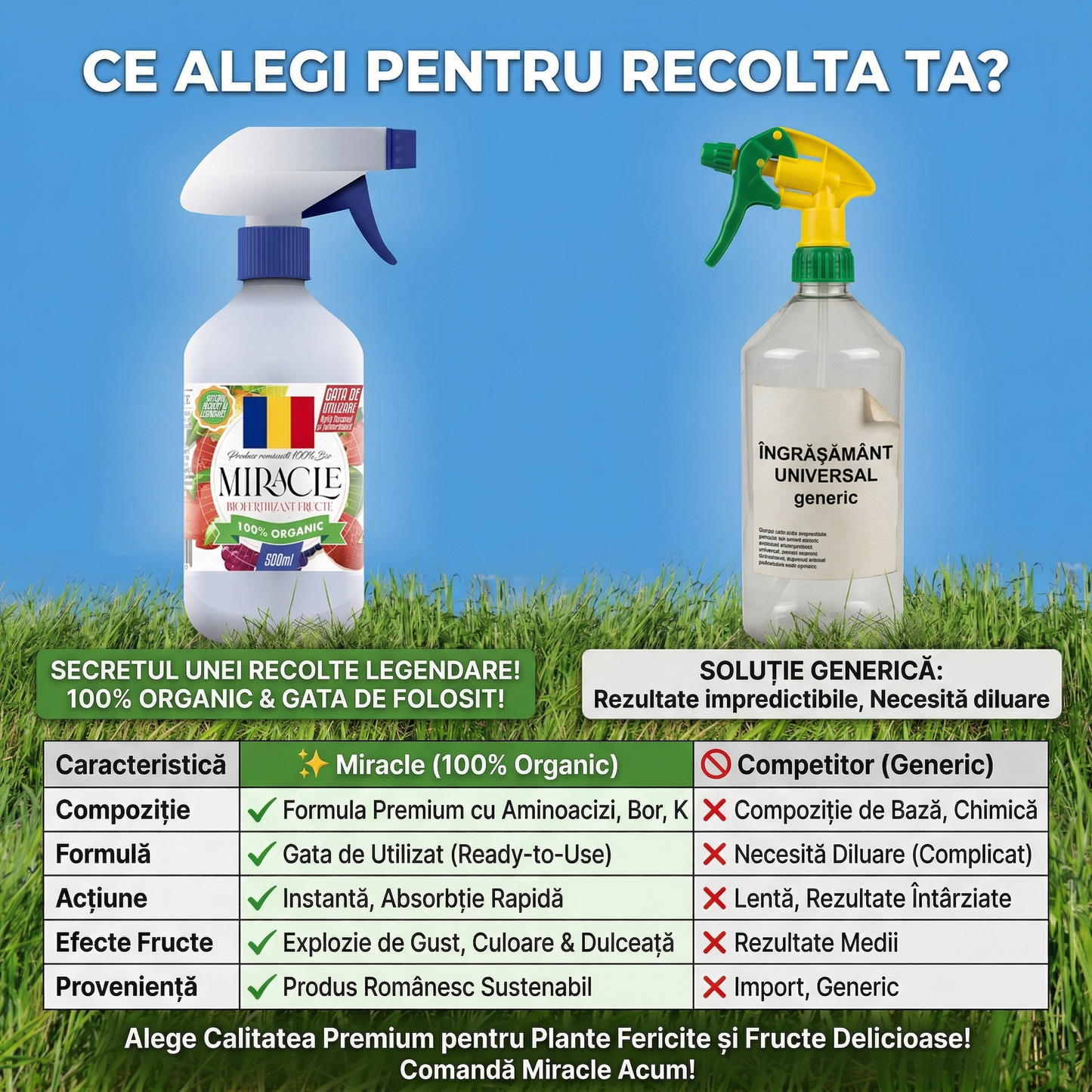 MIRACLE - FERTILIZANT DOCTORUL PĂMÂNTULUI GATA DE UTILIZARE PENTRU CĂPȘUNI ȘI FRUCTE DE PĂDURE 100% NATURAL - 500 ML