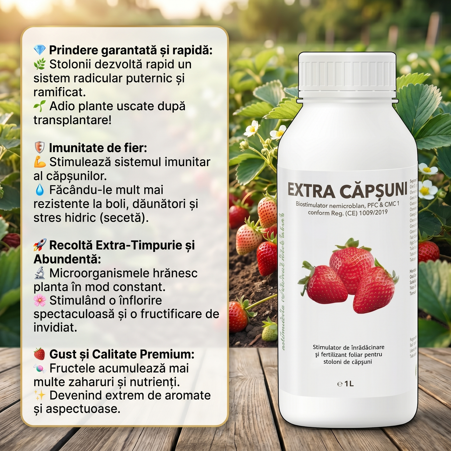 EXTRA CĂPȘUNI - BIOSTIMULATOR PENTRU FRUCTE MARI ȘI DULCI 1 LITRU