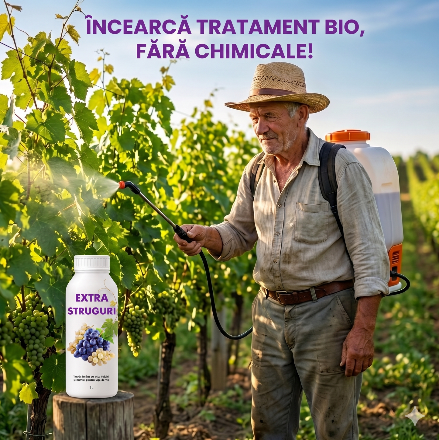 EXTRA STRUGURI - BIOSTIMULATOR PENTRU VIȚA DE VIE - ROD RECORD ȘI DULCE - 1 LITRU