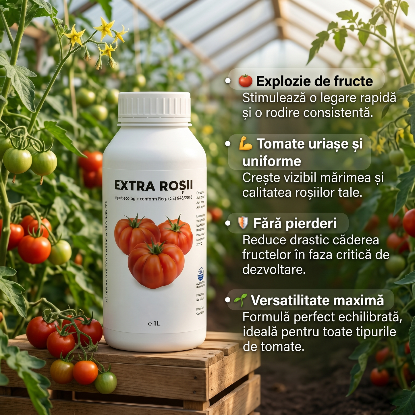 EXTRA ROȘII - BIOSTIMULATOR TOMATE PENTRU ROD ȘI BOGAT GUSTOS 1 LITRU