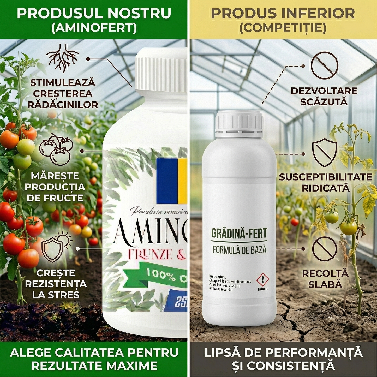AMINOFERT - DOCTORUL PĂMÂNTULUI - BIOSTIMULATOR PENTRU FRUNZE & RĂDĂCINI 100% BIO 250 ML