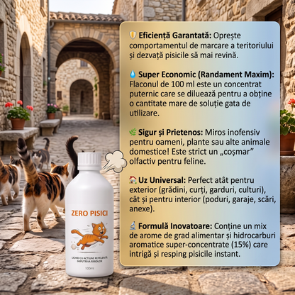 ZERO PISICI - SPERIETOARE LICHIDĂ ÎMPOTRIVA FELINELOR - 100 ML