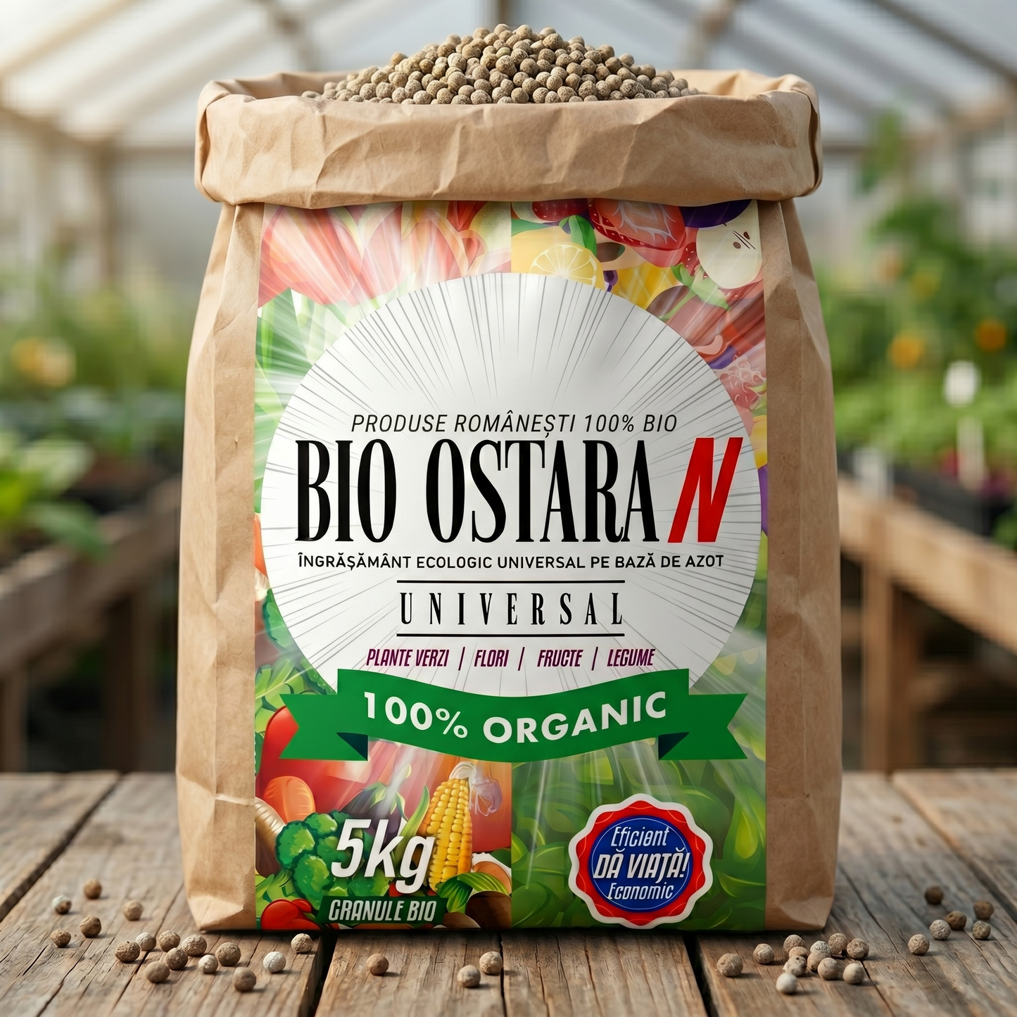 BIO OSTARA N - DOCTORUL PĂMÂNTULUI - ÎNGRĂȘĂMÂNT BIO GRANULE DIN GUNOI DE PASĂRE ȘI AZOT - 5 KG