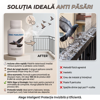 ZERO PORUMBEI - SPERIETOARE LICHIDĂ ÎMPOTRIVA PORUMBEILOR - 100 ML
