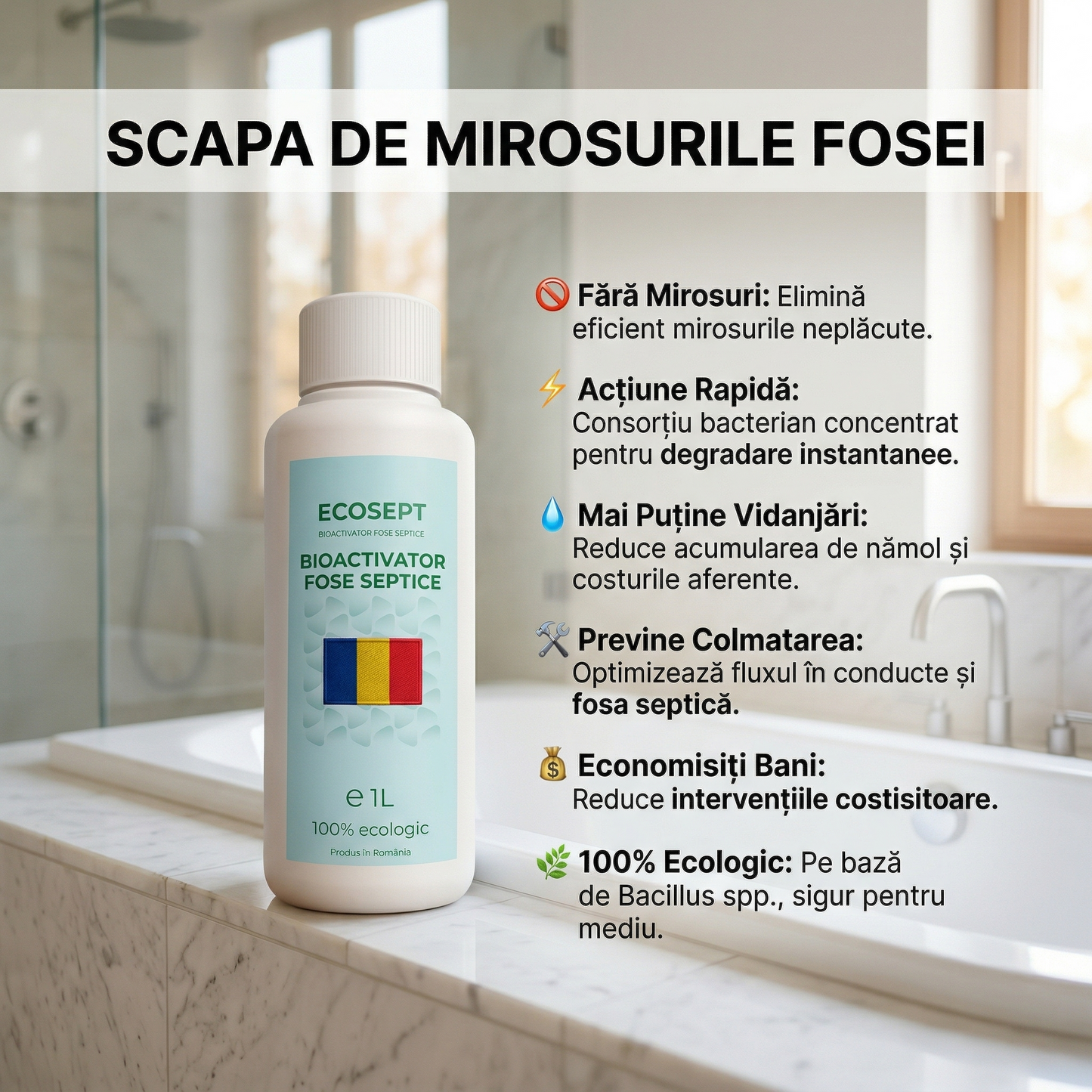 BIOACTIVATOR FOSE SEPTICE - ECO SEPT - DOCTORUL PĂMÂNTULUI -  1 LITRU