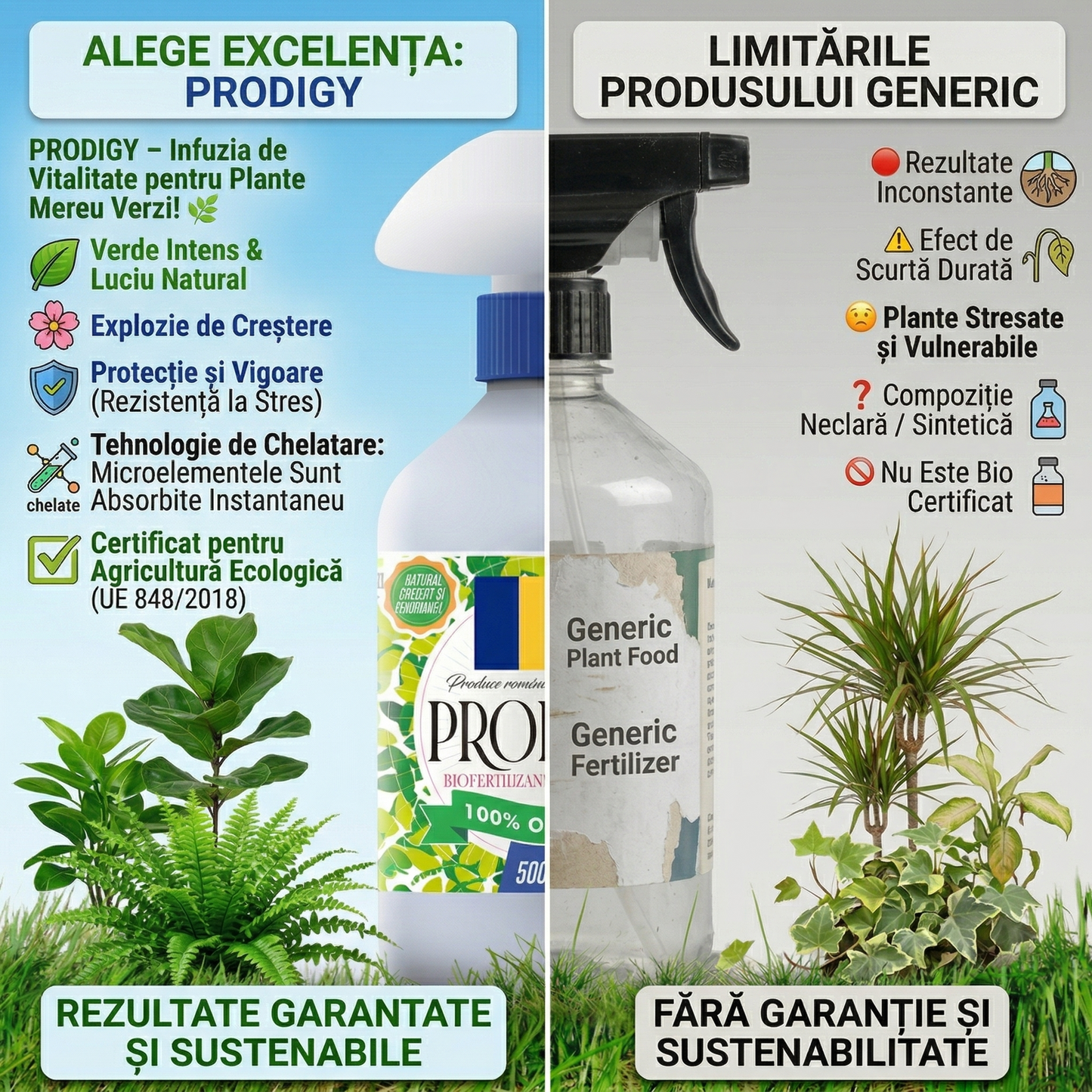 PRODIGY - FERTILIZANT DOCTORUL PĂMÂNTULUI GATA DE UTILIZARE PENTRU PLANTE VERZI DE BALCON 100% NATURAL - 500 ML
