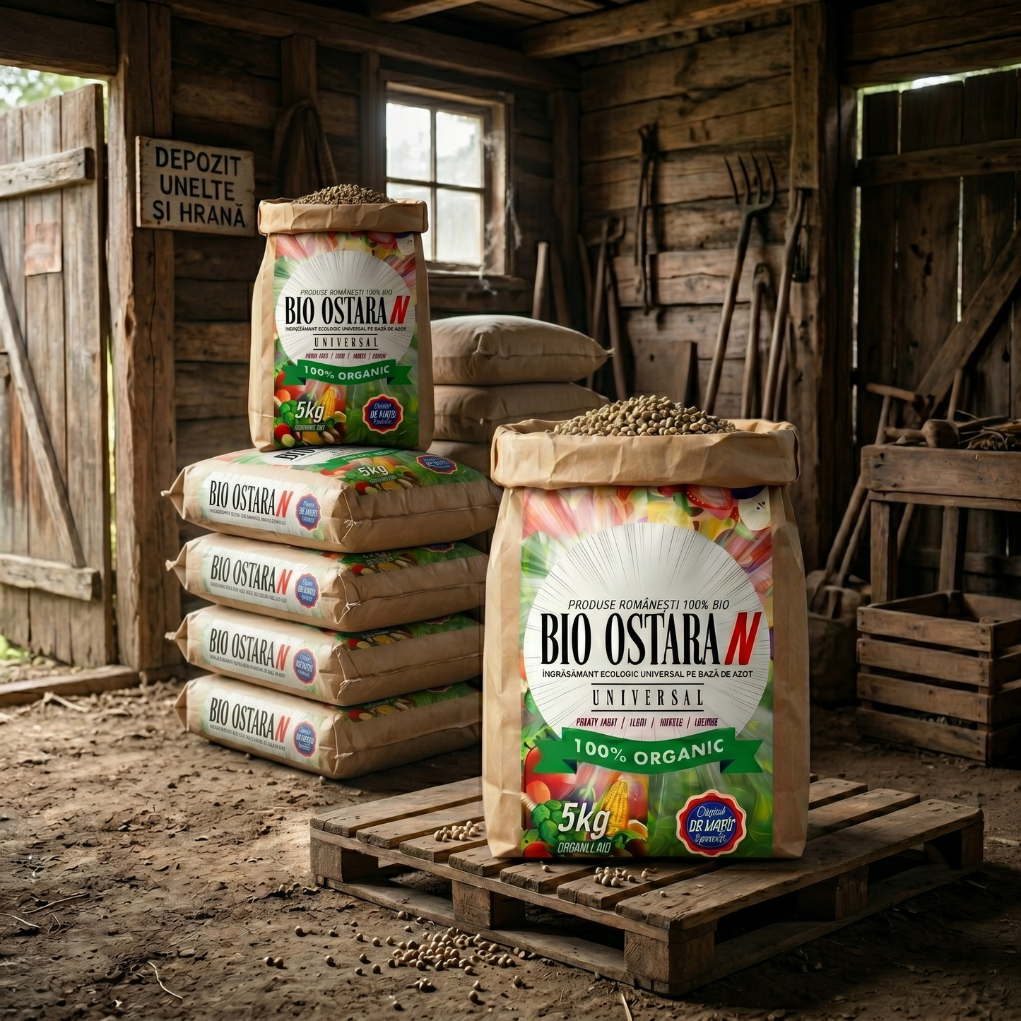 BIO OSTARA N - DOCTORUL PĂMÂNTULUI - ÎNGRĂȘĂMÂNT BIO GRANULE DIN GUNOI DE PASĂRE ȘI AZOT - 5 KG