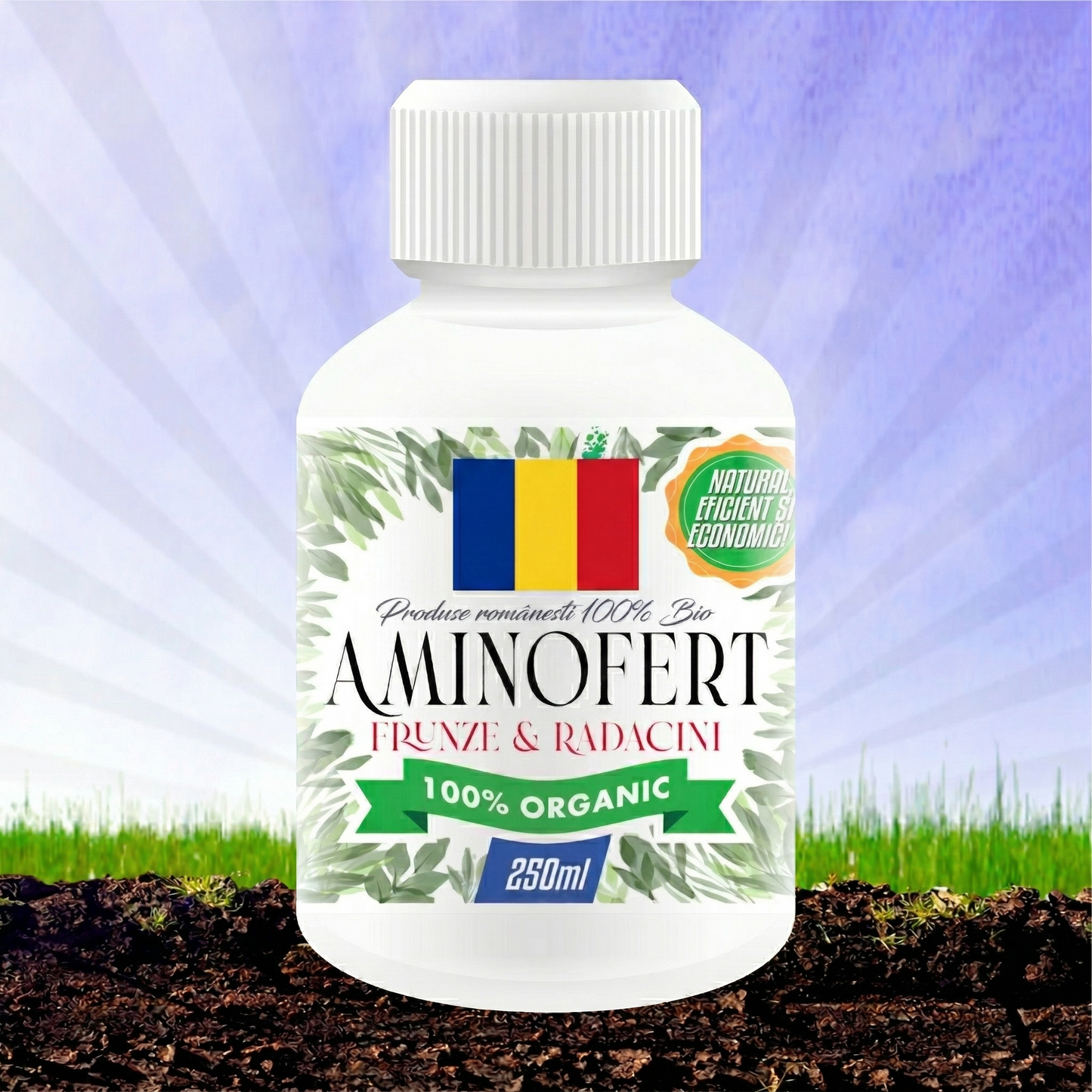 AMINOFERT - DOCTORUL PĂMÂNTULUI - BIOSTIMULATOR PENTRU FRUNZE & RĂDĂCINI 100% BIO 250 ML