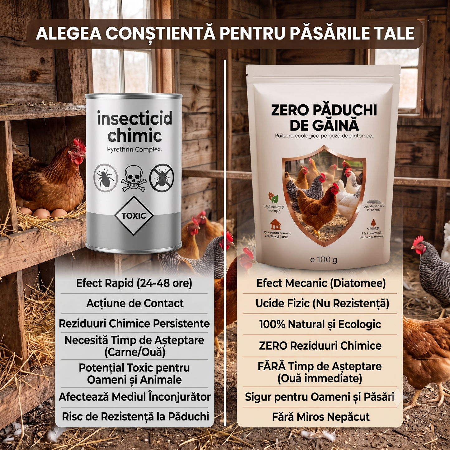 FĂRĂ PĂDUCHI DE GĂINĂ - TRATAMENT NATURAL ÎMPOTRIVA PĂDUCHILOR DE GĂINĂ - 100 G