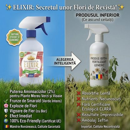 ELIXIR - FERTILIZANT DOCTORUL PĂMÂNTULUI GATA DE UTILIZARE PENTRU PLANTE CU FLORI 100% NATURAL - 500 ML